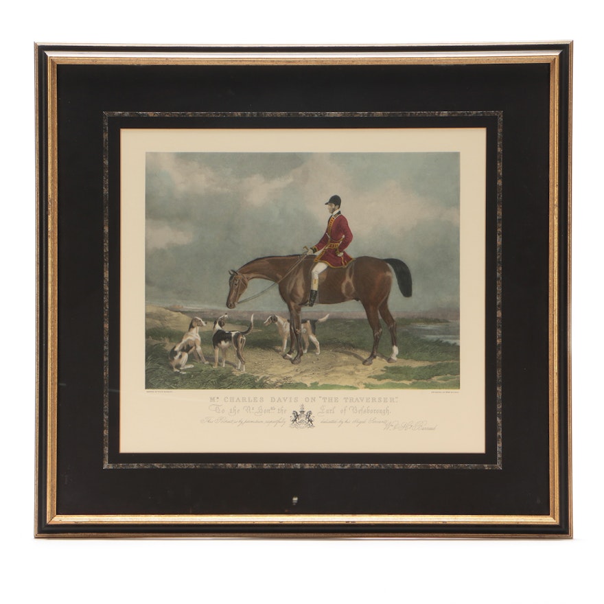 Hand-Colored Halftone Reproduction after Hunting-Themed Engraving