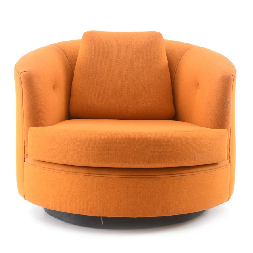 Otmar Swivel Lounge Chair in Orange Wool