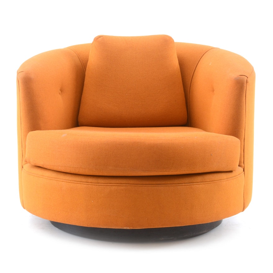 Otmar Swivel Lounge Chair in Orange Wool