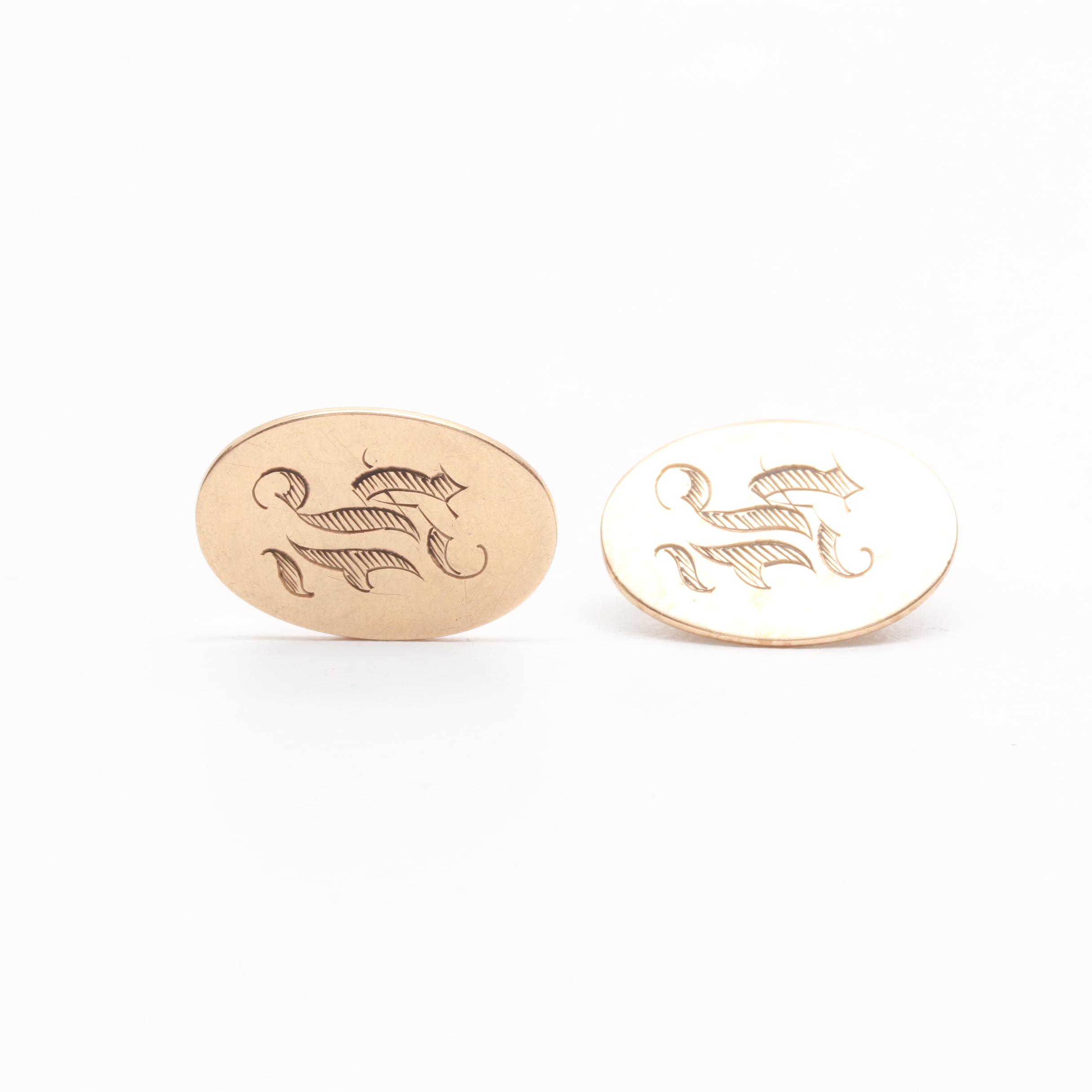 10K Yellow Gold Monogrammed Cufflinks