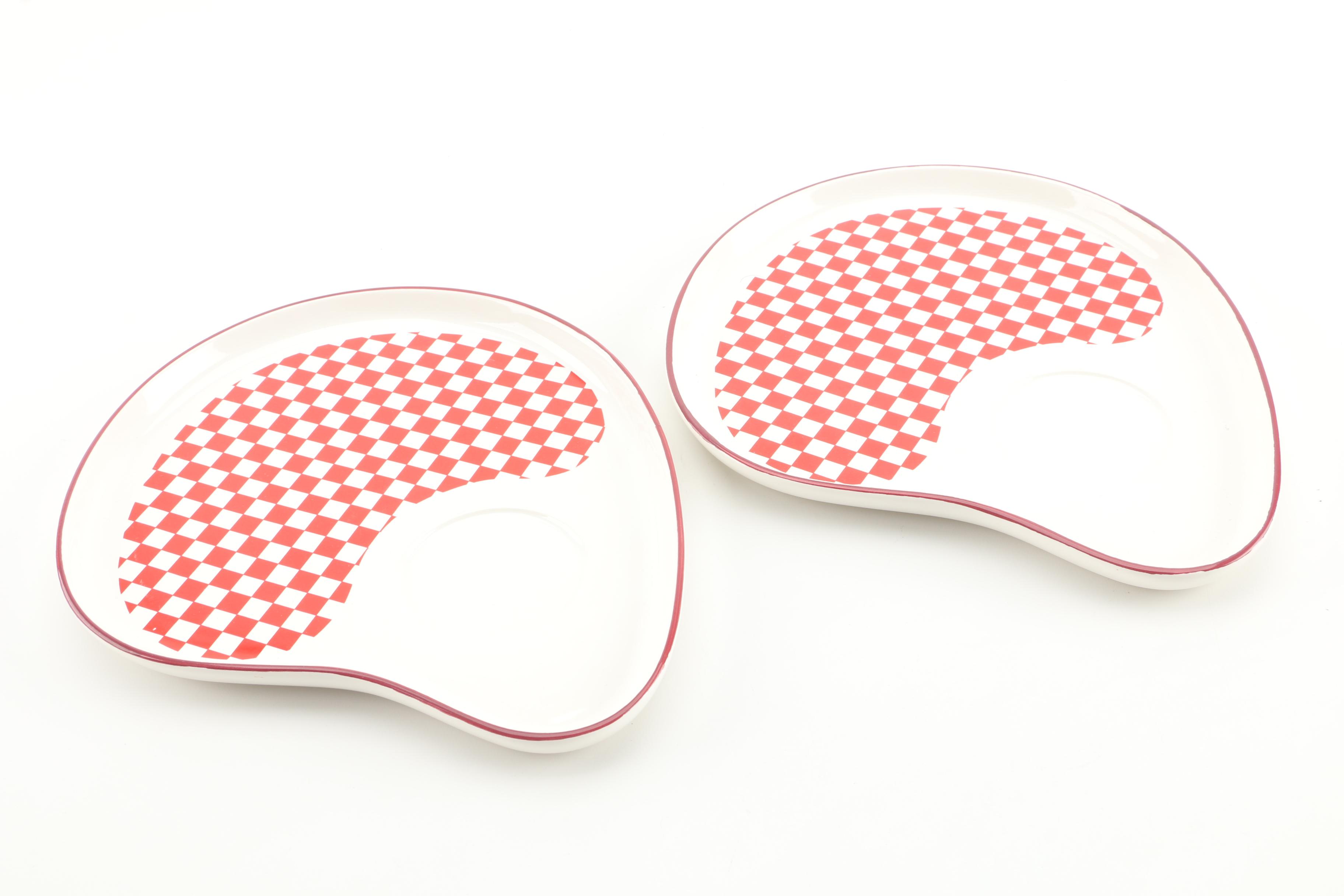 Vintage Diner Themed Ceramic Soup Mugs and Sandwich Plates by Century Japan