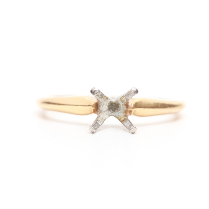 18K Yellow Gold Open Mount Solitaire Ring