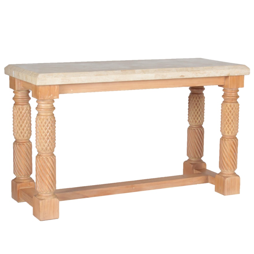 Lexington Furniture Pine Console Table with Stone Top