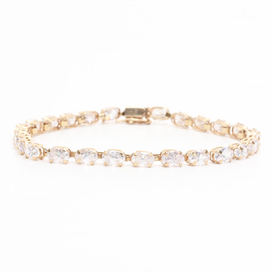 10K Yellow Gold Cubic Zirconia Link Bracelet