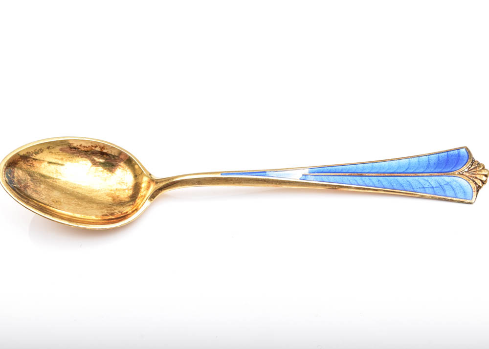 David Andersen Enameled Sterling Silver Demitasse Spoons