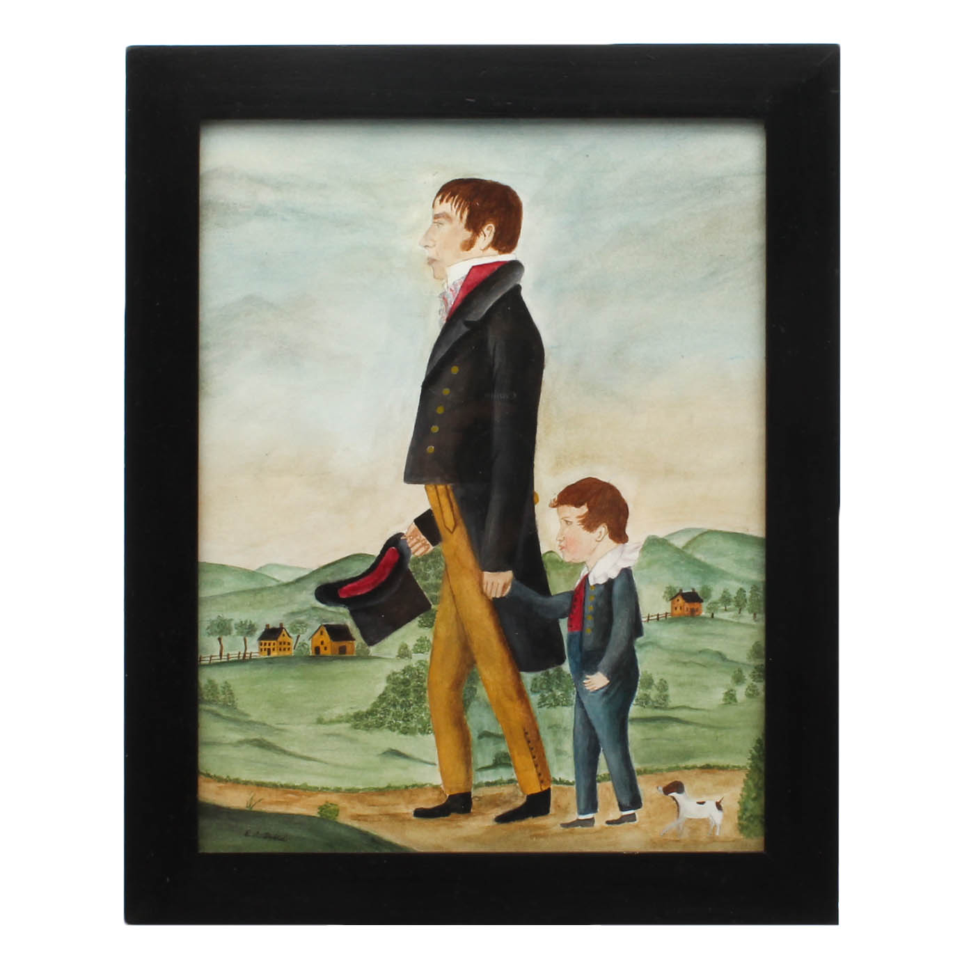 Evelyn S. Dubiel Folk Art Watercolor on Paper After Jacob Maentel
