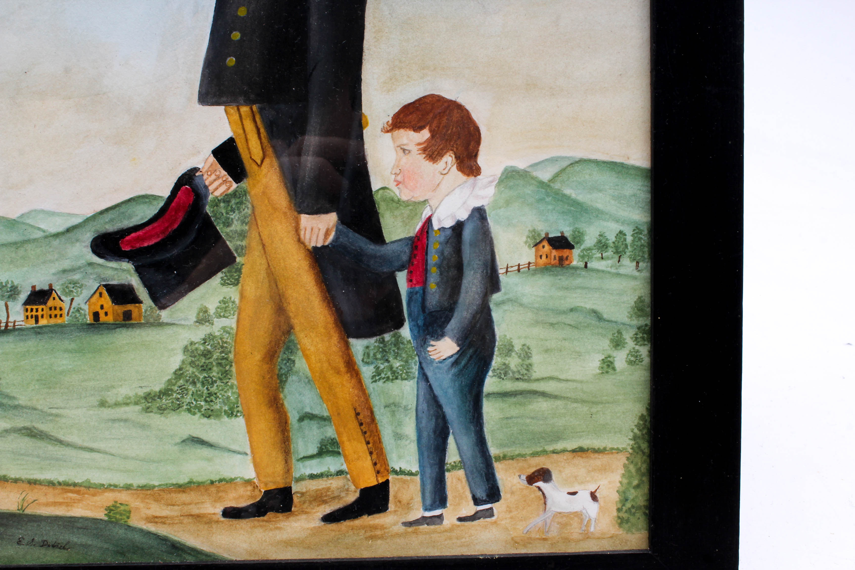 Evelyn S. Dubiel Folk Art Watercolor on Paper After Jacob Maentel
