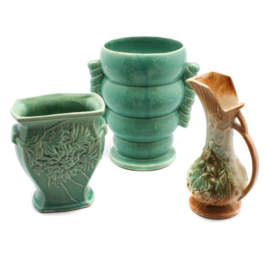 Vintage McCoy Pottery Ewer and Vases