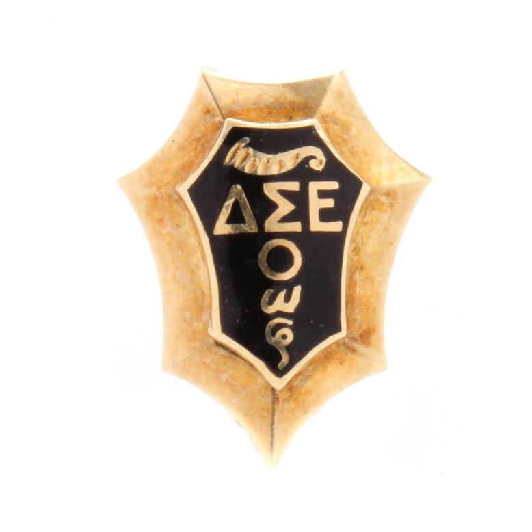 Delta Sigma Epsilon 14K Yellow Gold Enamel Sorority Pin