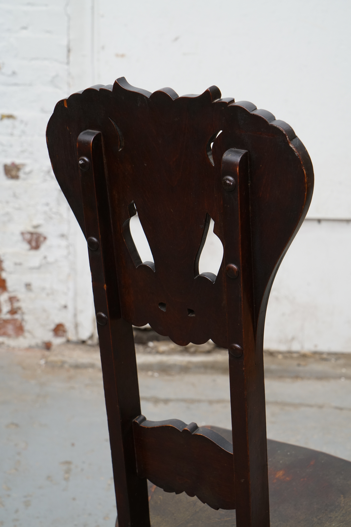 Vintage Green Man Carved Side Chair