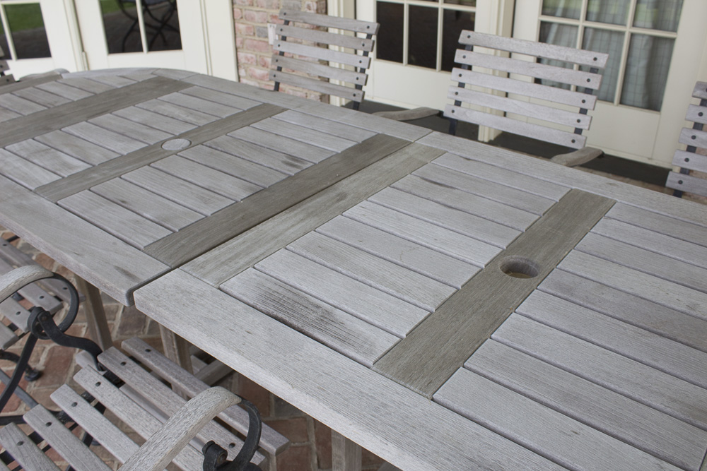 Smith & Hawken Teak Outdoor Dining Table and Chairs With Cast Iron Frames