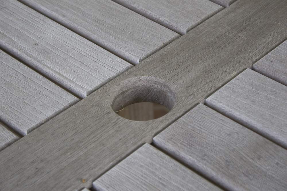 Smith & Hawken Teak Outdoor Dining Table and Chairs With Cast Iron Frames