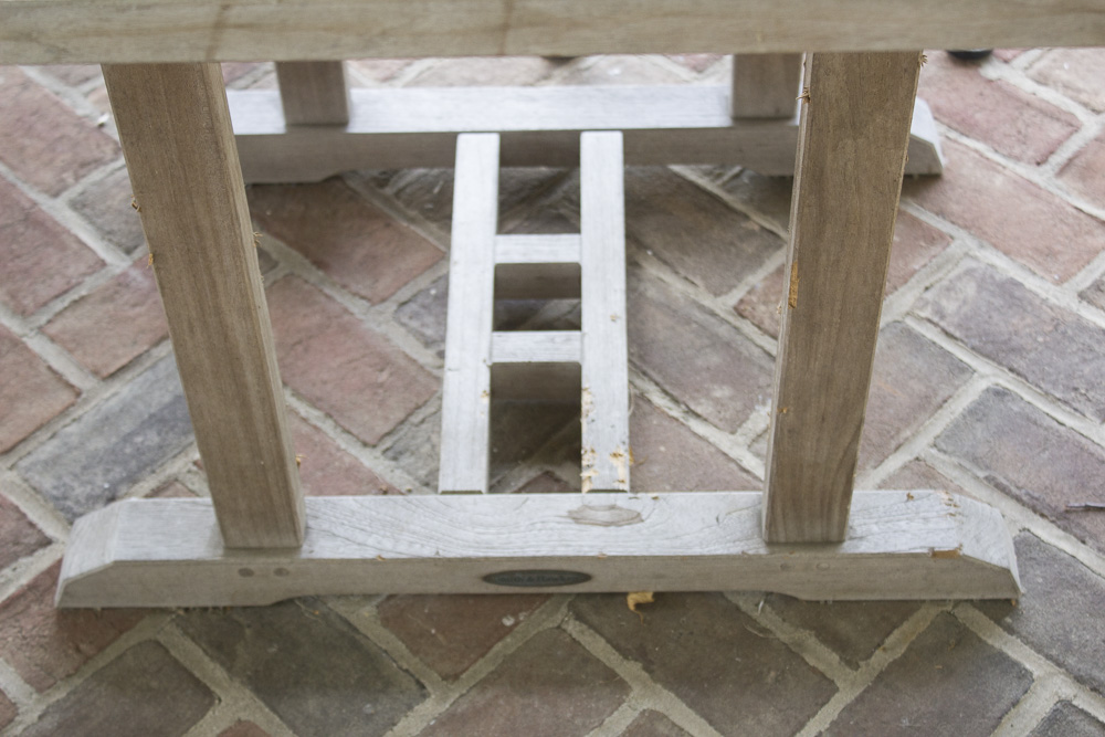 Smith & Hawken Teak Outdoor Dining Table and Chairs With Cast Iron Frames