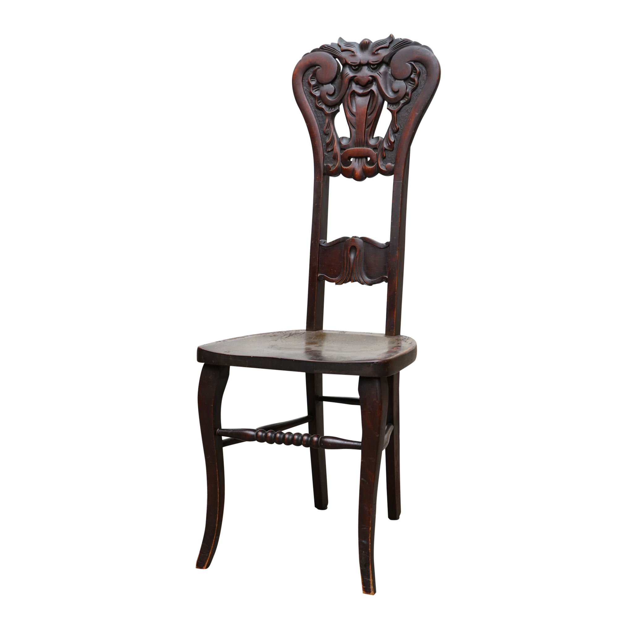 Vintage Green Man Carved Side Chair