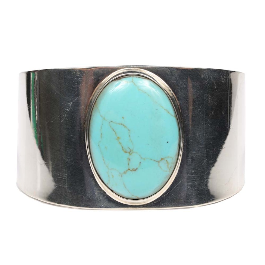 Sterling Silver Synthetic Turquoise Cuff Bracelet