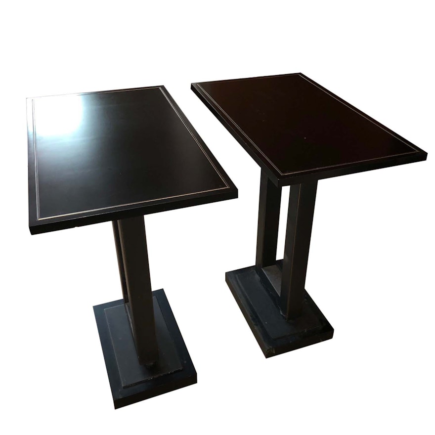 Black Deco Revival Style Pedestal Side Tables