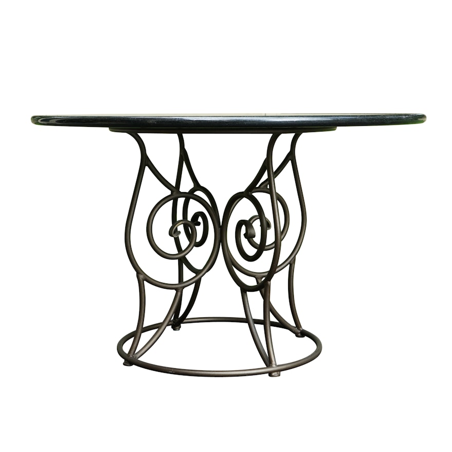 Granite Top Dining Table with Metal Frame