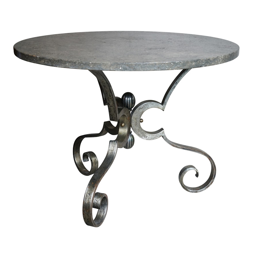 Granite Top Dining Table with Metal Frame