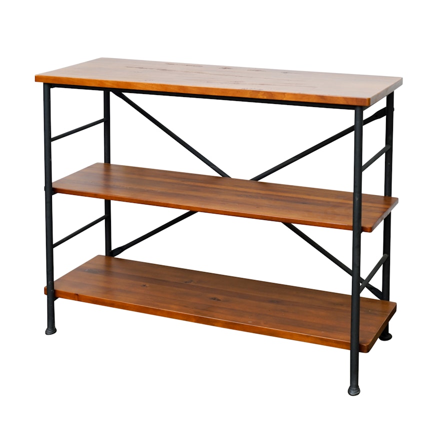 Reclaimed Wood and Metal Two-Tier Bookcase