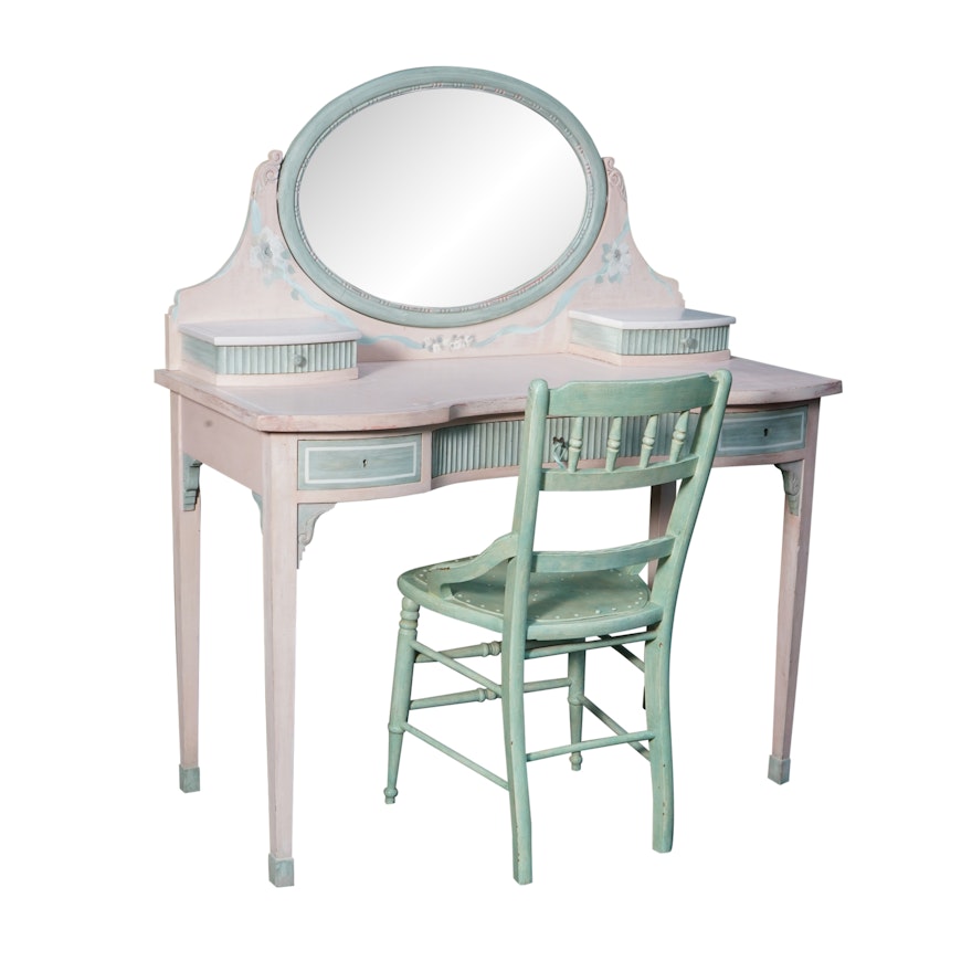 Painted Vanity Table with Chair