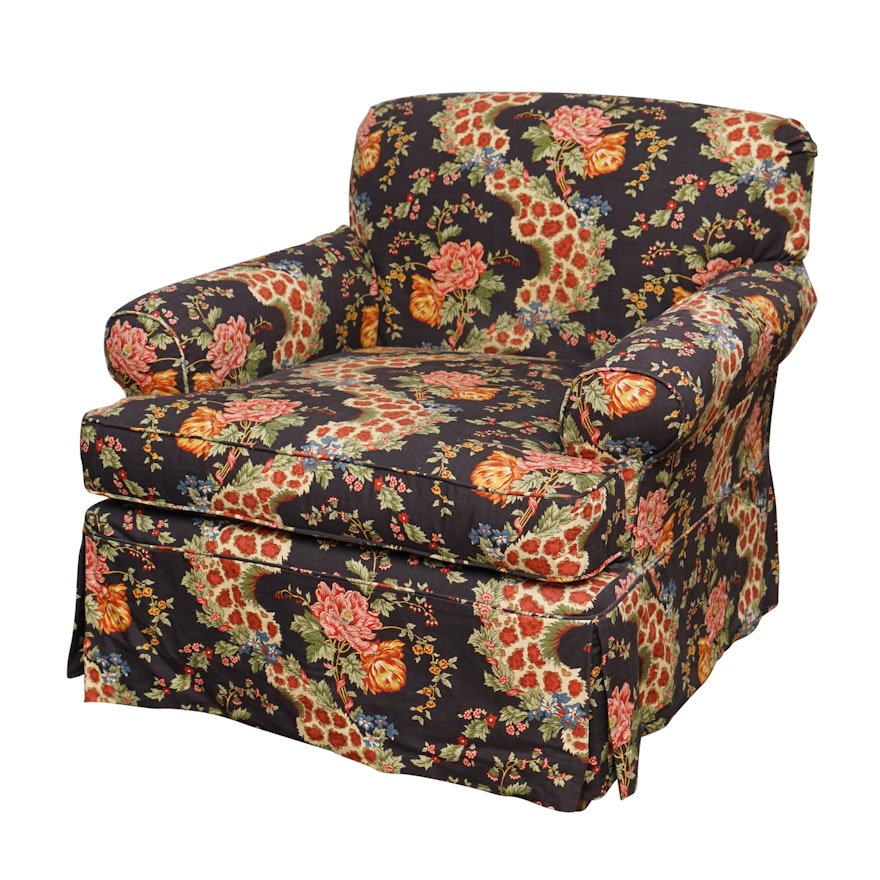 Floral Upholstered Armchair by Shilling Architectural Millwork Corp