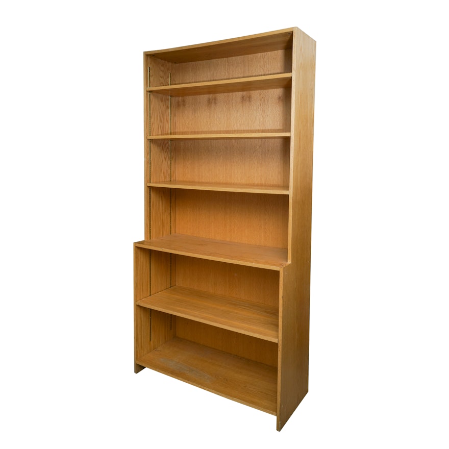 Oak Laminate Five-Shelf Bookcase