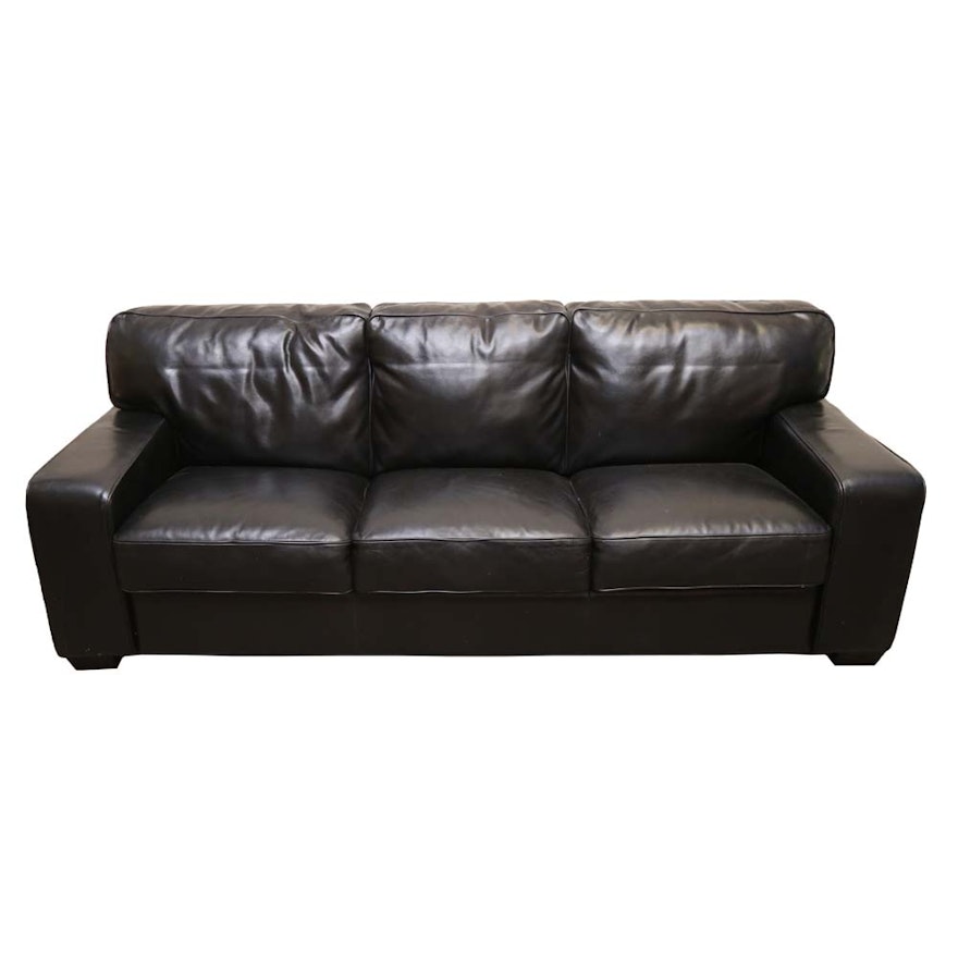 Contemporary Black Leather Sofa