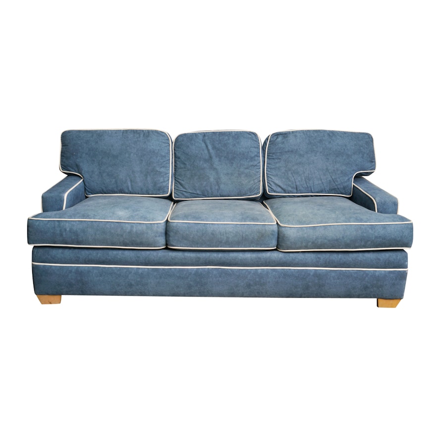 Ethan Allen Blue Upholstered Sleeper Sofa