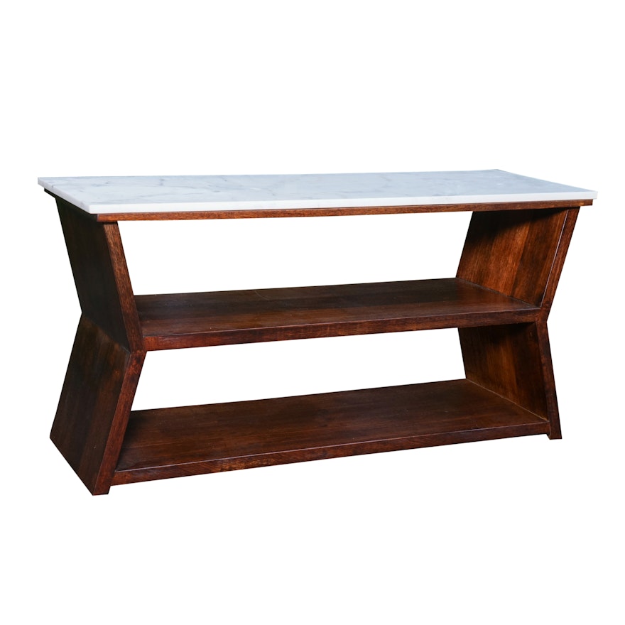 Danish Modern Style Stone Top Console Table
