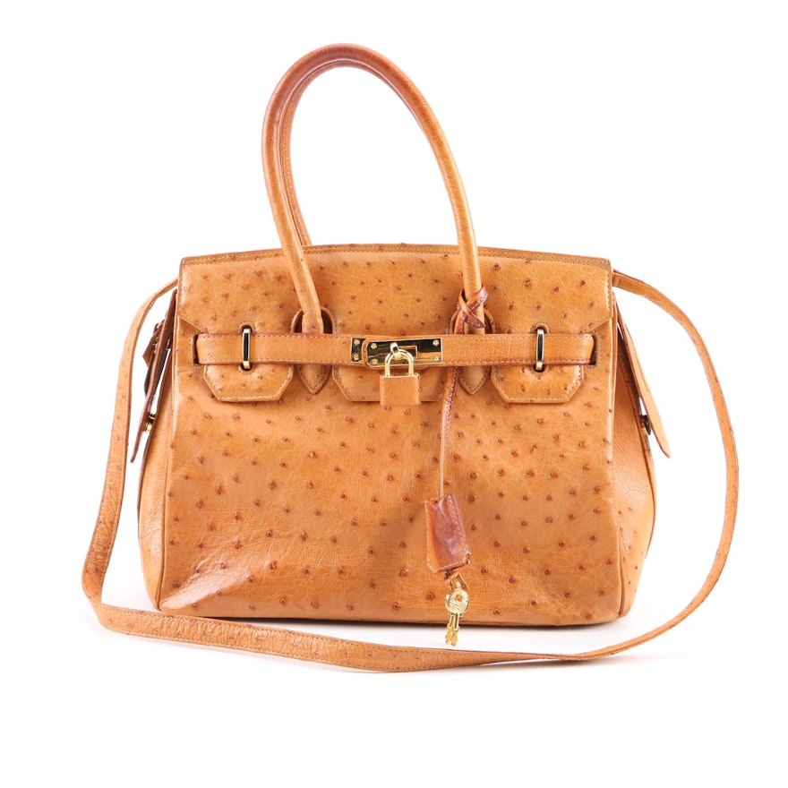 Ostrich Skin Convertible Satchel