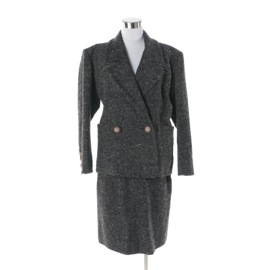Women's Vintage Yves Saint Laurent of Paris Charcoal Wool Skirt Suit
