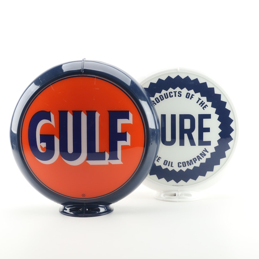 Gulf and Pure Reproduction Gas Station Advertisement Light Covers