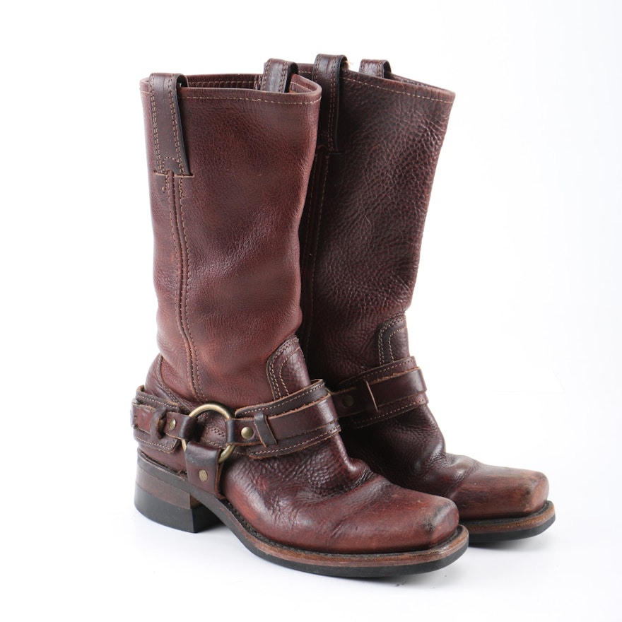 Women's Frye Dark Brown Leather Harness Boots