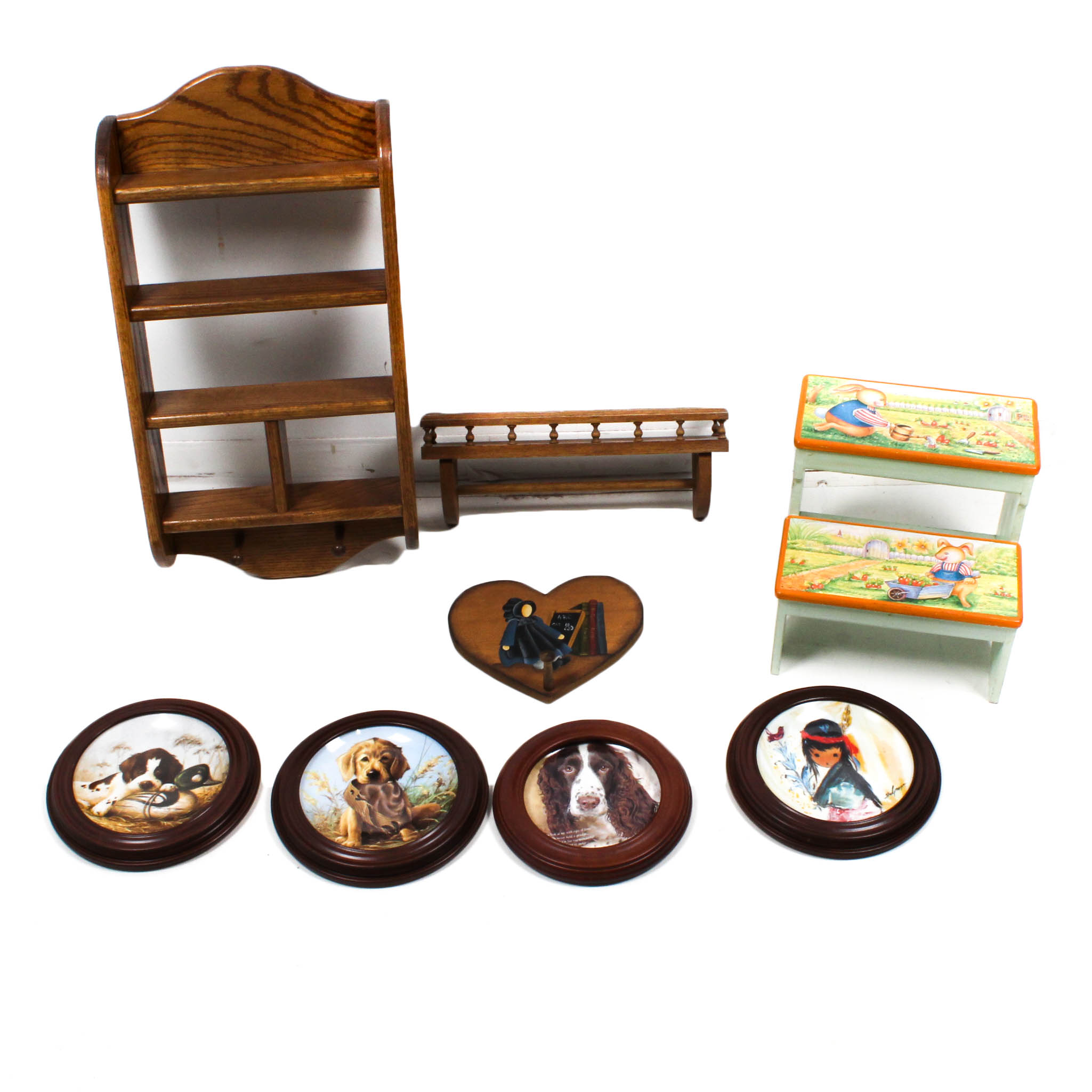 Vintage Wooden Decor and Decorative Plates