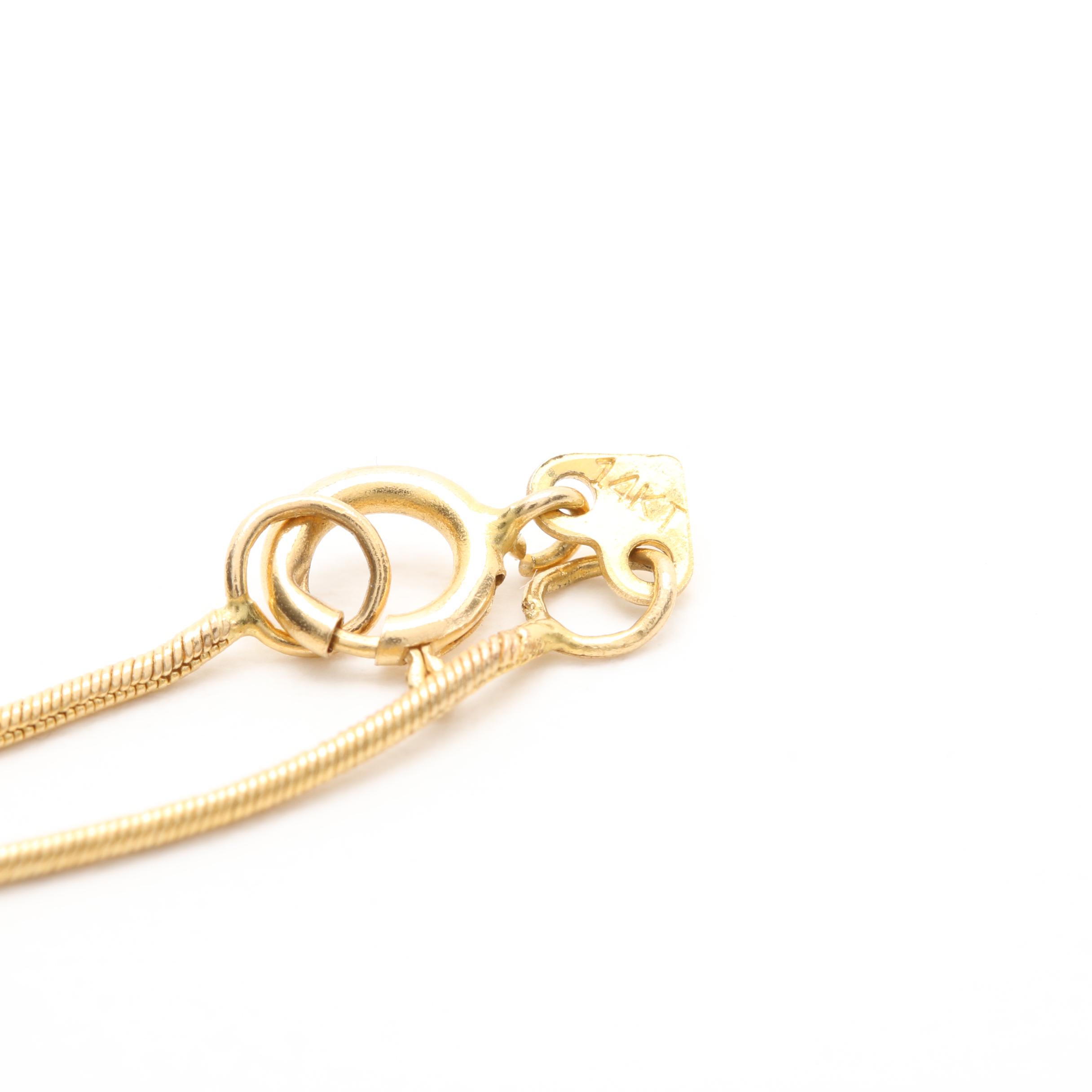 14K Yellow Gold Gemstone Pendant Necklace Including Citrine