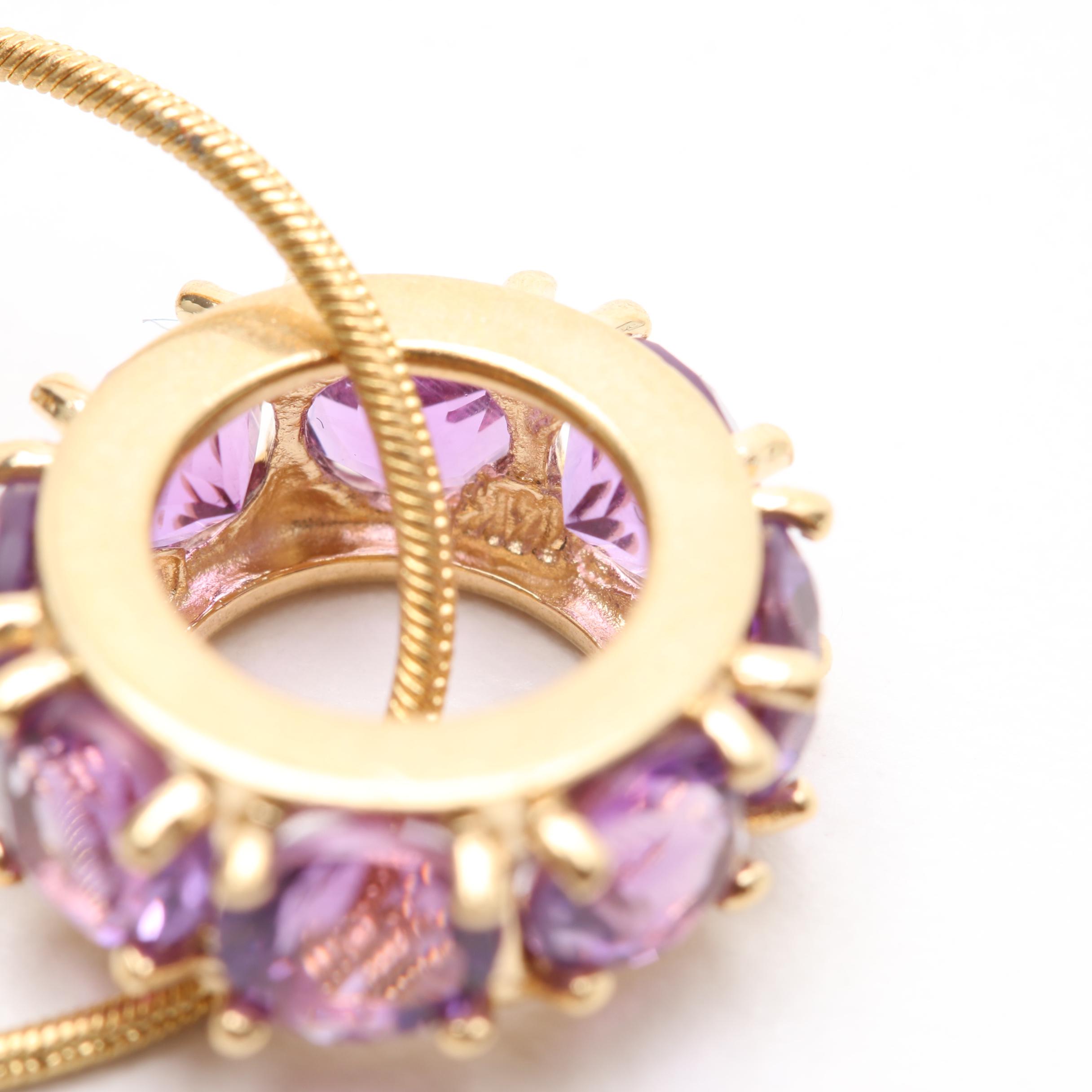 14K Yellow Gold Gemstone Pendant Necklace Including Citrine