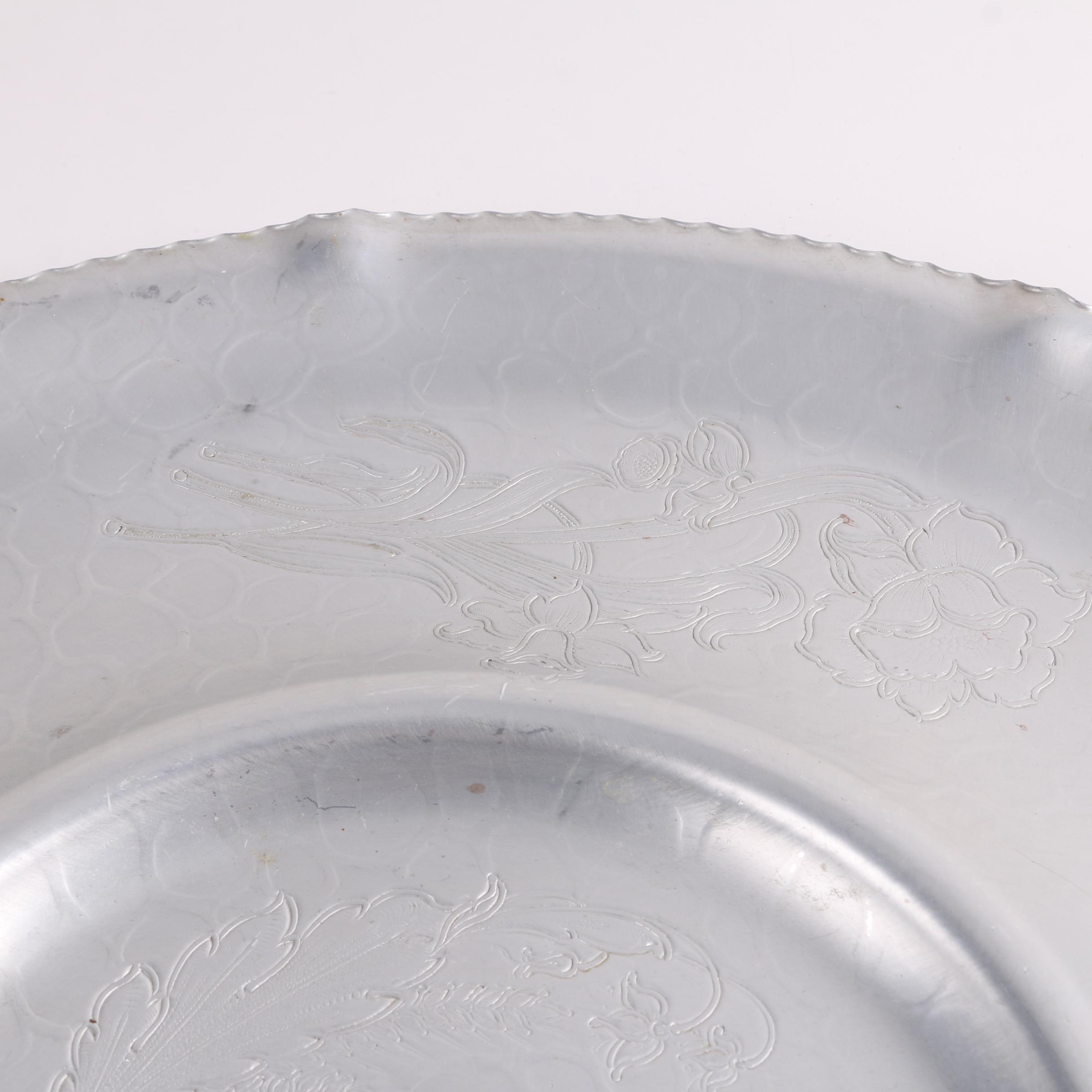 Vintage Hand Wrought Aluminum Serving Tray