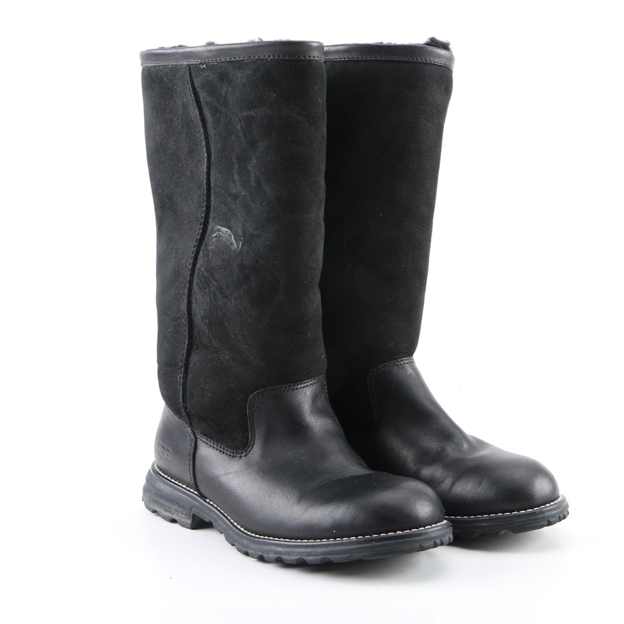 Women's UGG Australia Black Suede and Leather Boots