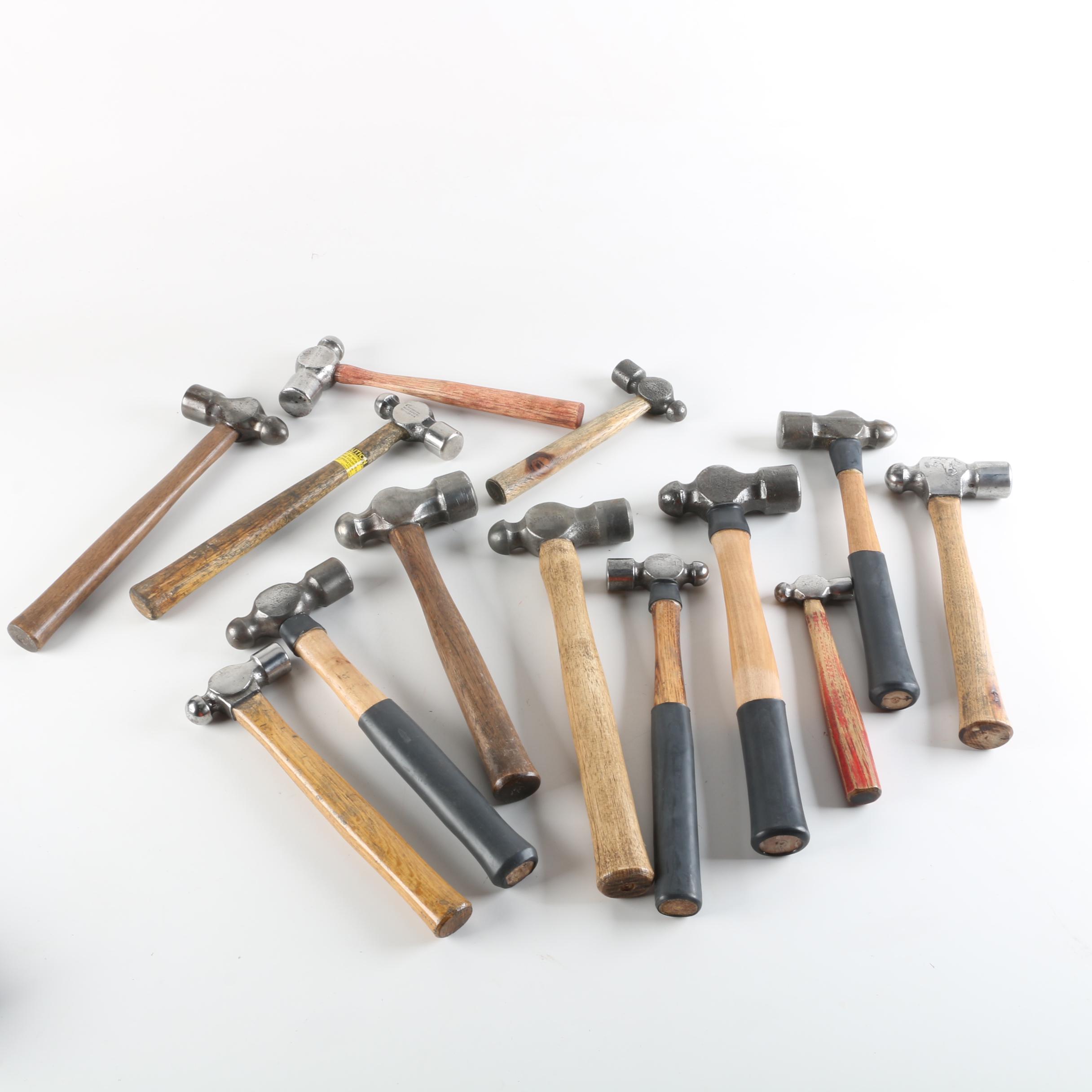 Wood Handled Ball-Peen Hammers Including Vaughan and Fairmount