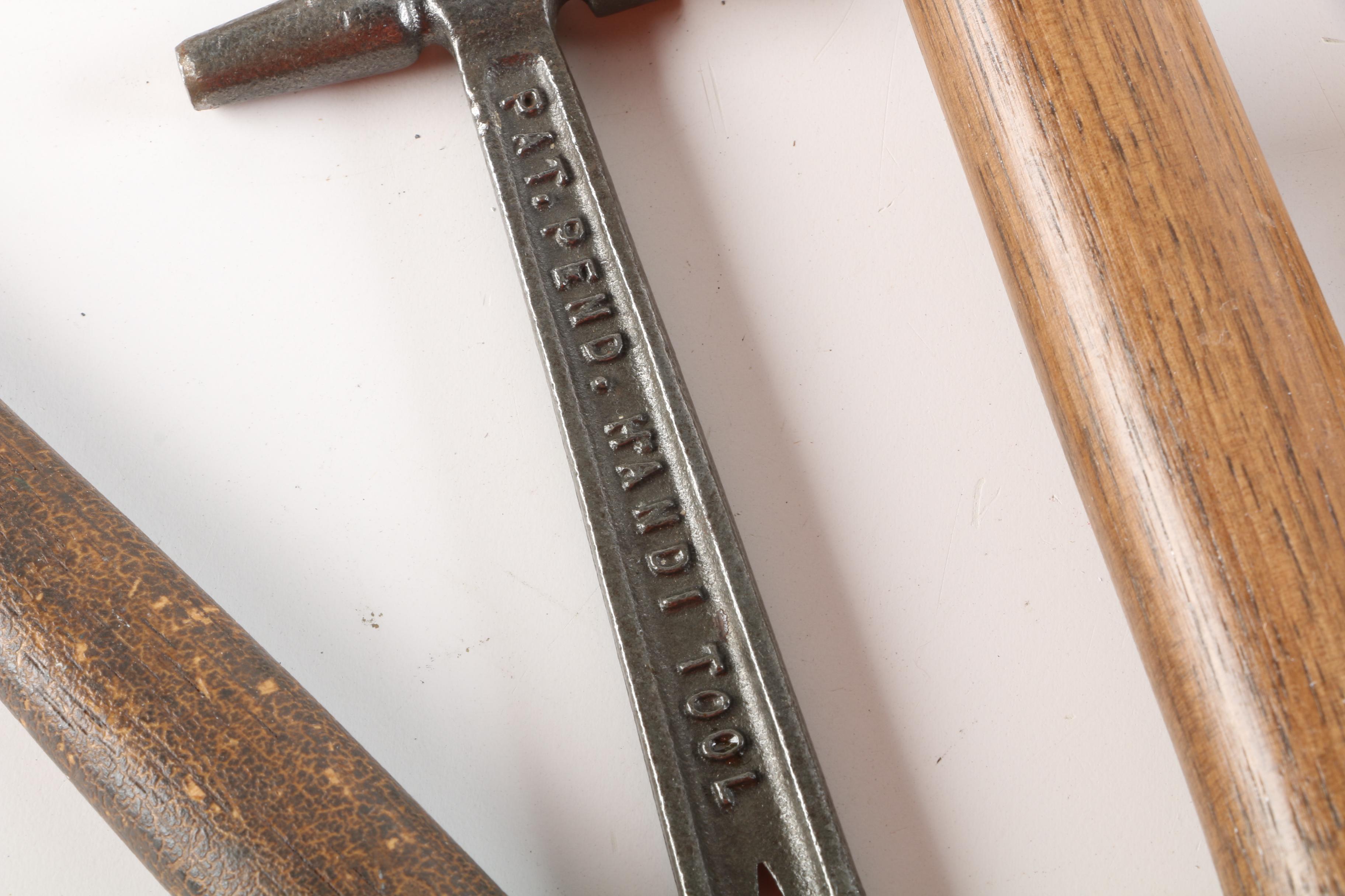 Vintage Wood and Metal Handled Hammers