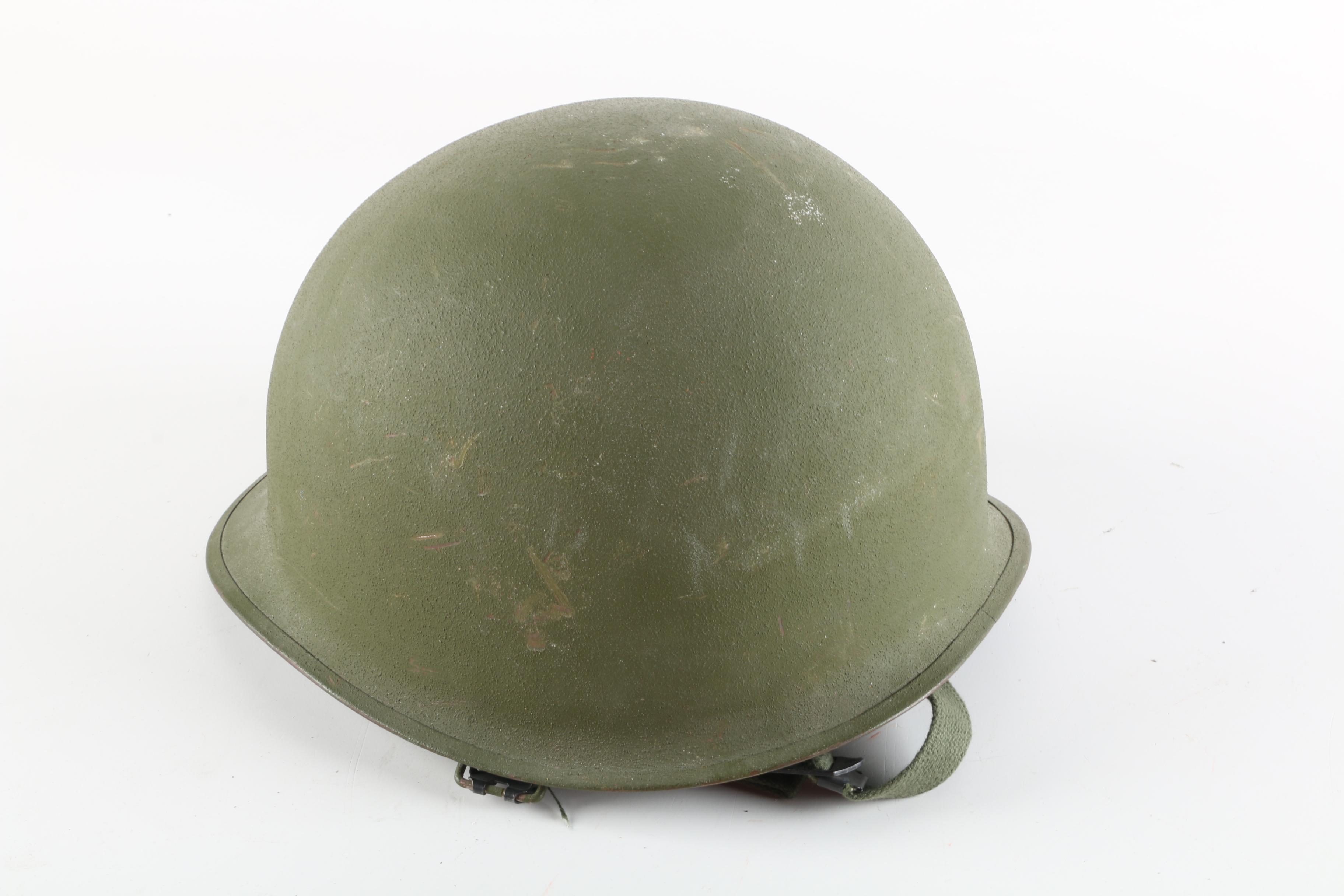 WWII Era American M-1 Military Helmets With Liners