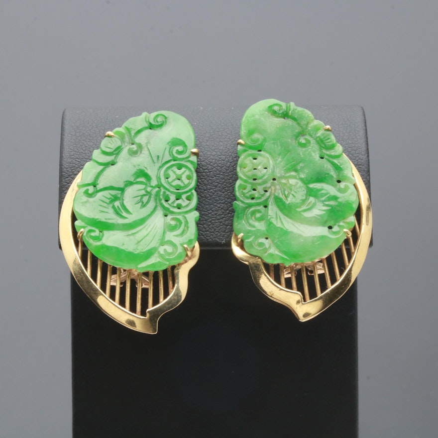 18K Yellow Gold Jadeite Earrings