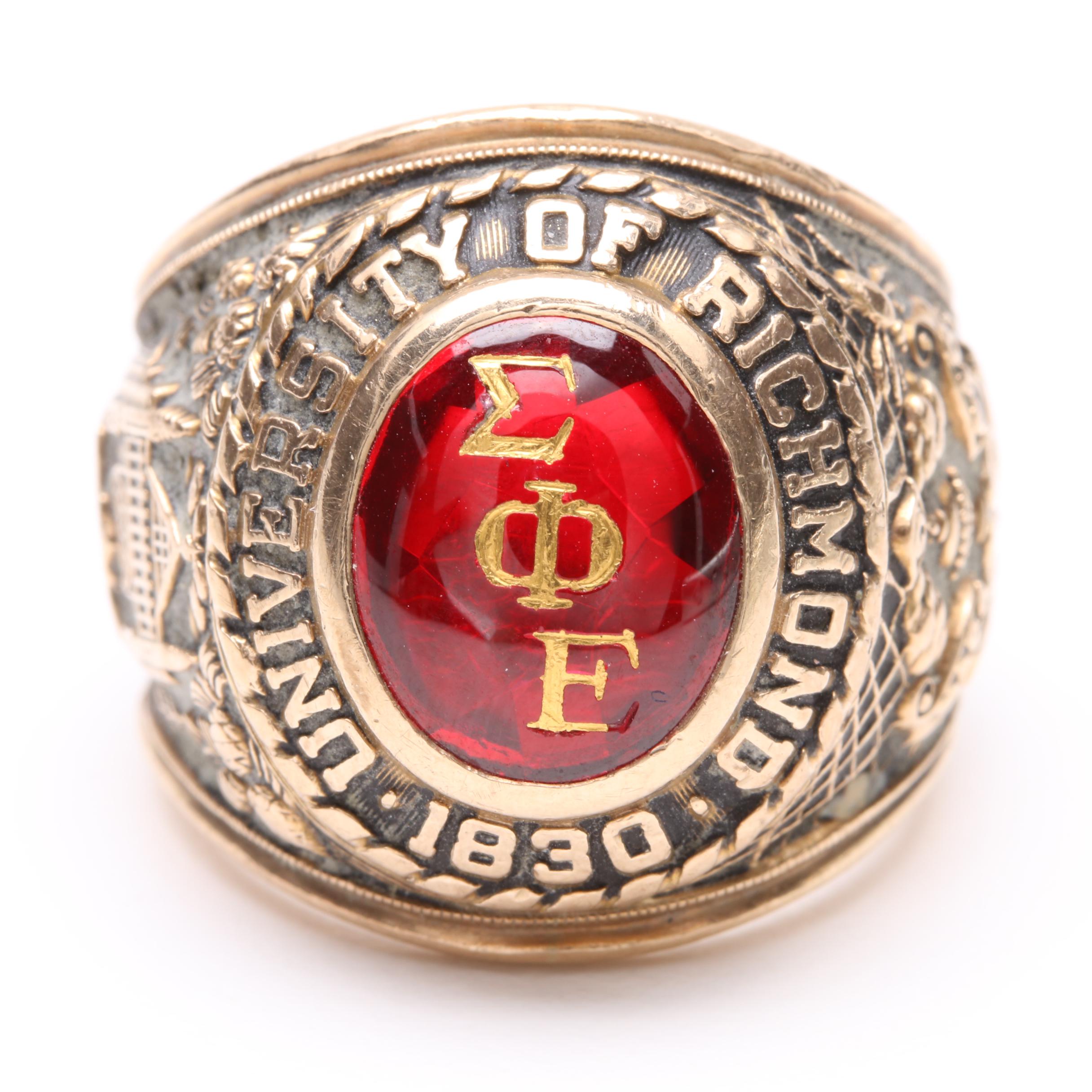 10K Yellow Gold Synthetic Ruby University of Richmond Class Ring