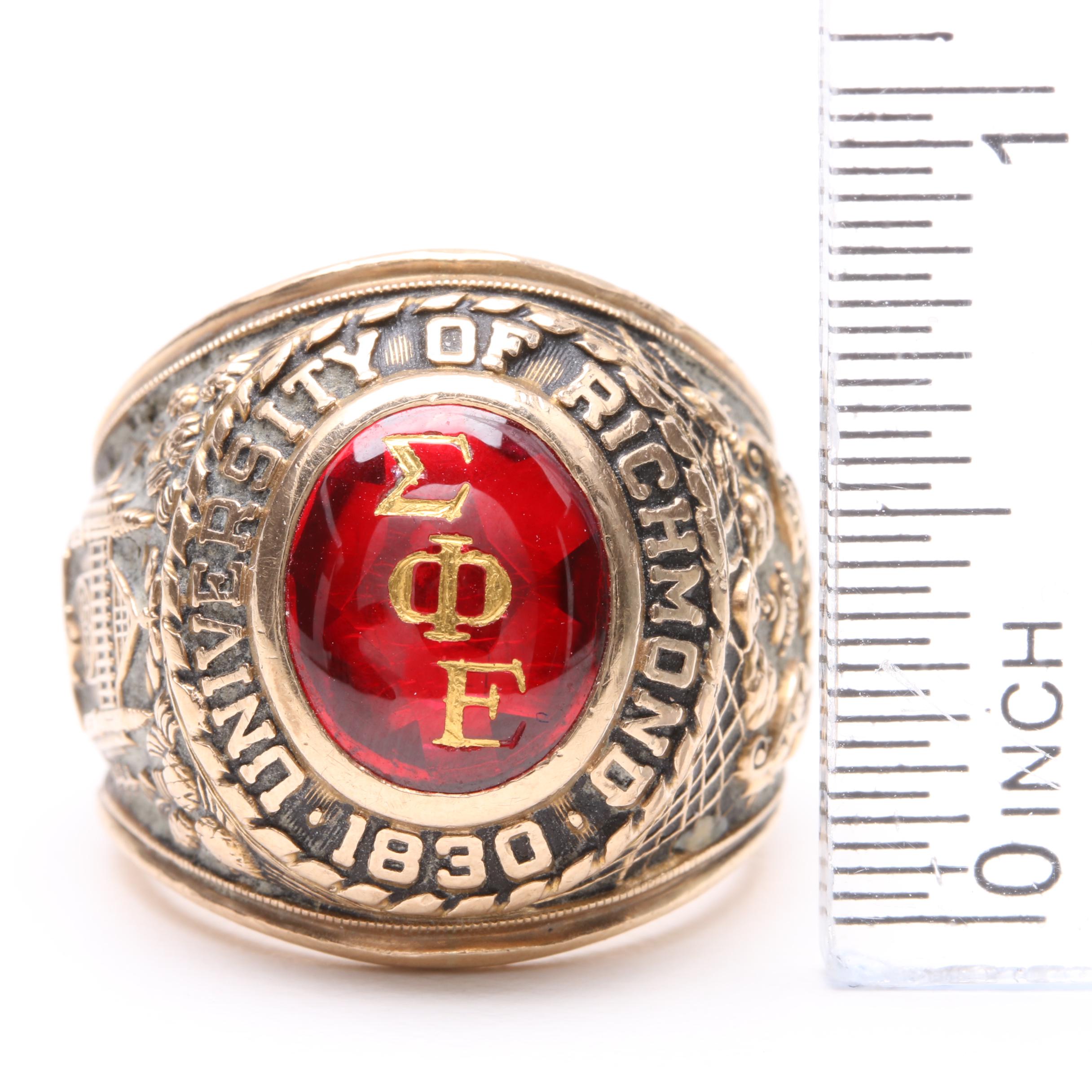 10K Yellow Gold Synthetic Ruby University of Richmond Class Ring