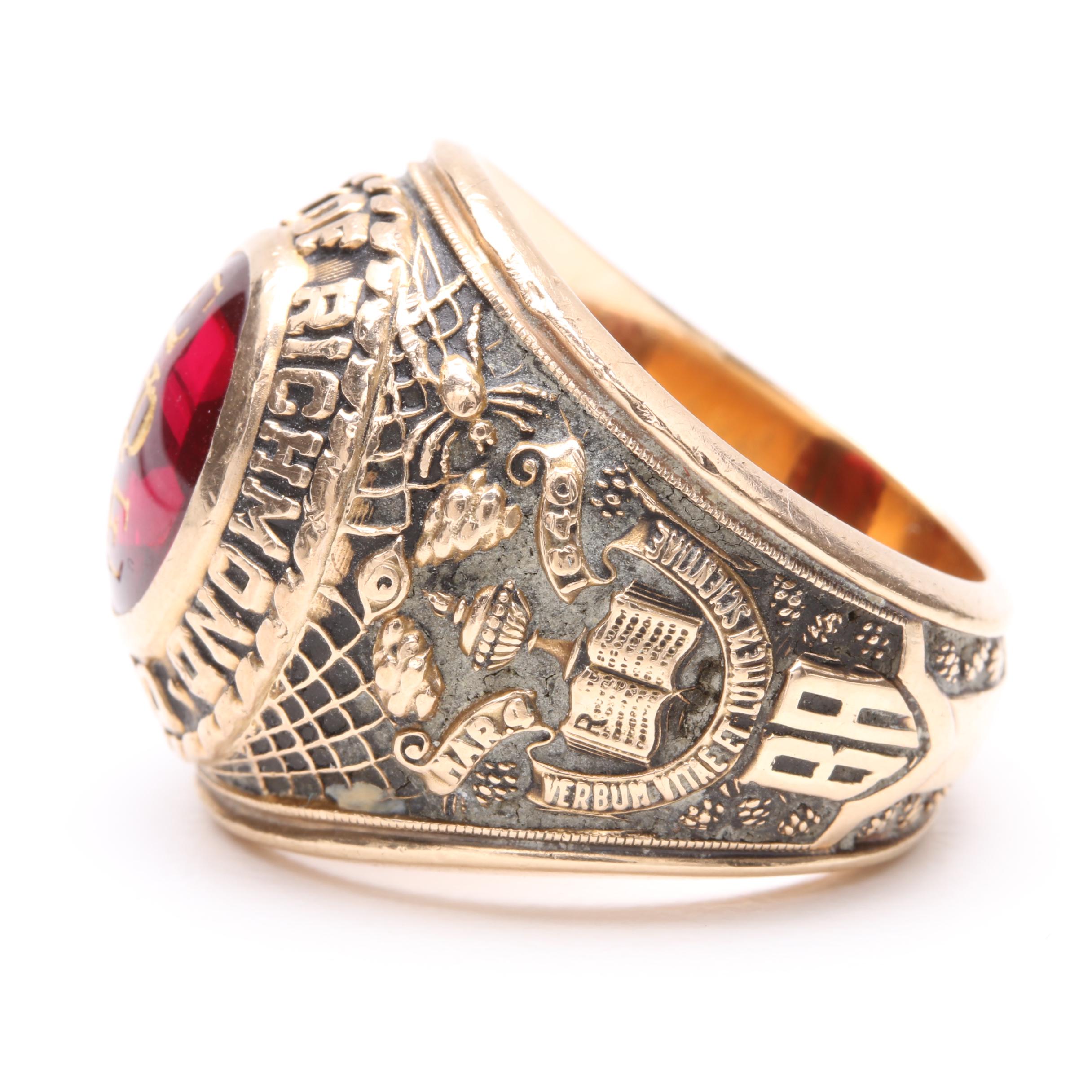 10K Yellow Gold Synthetic Ruby University of Richmond Class Ring