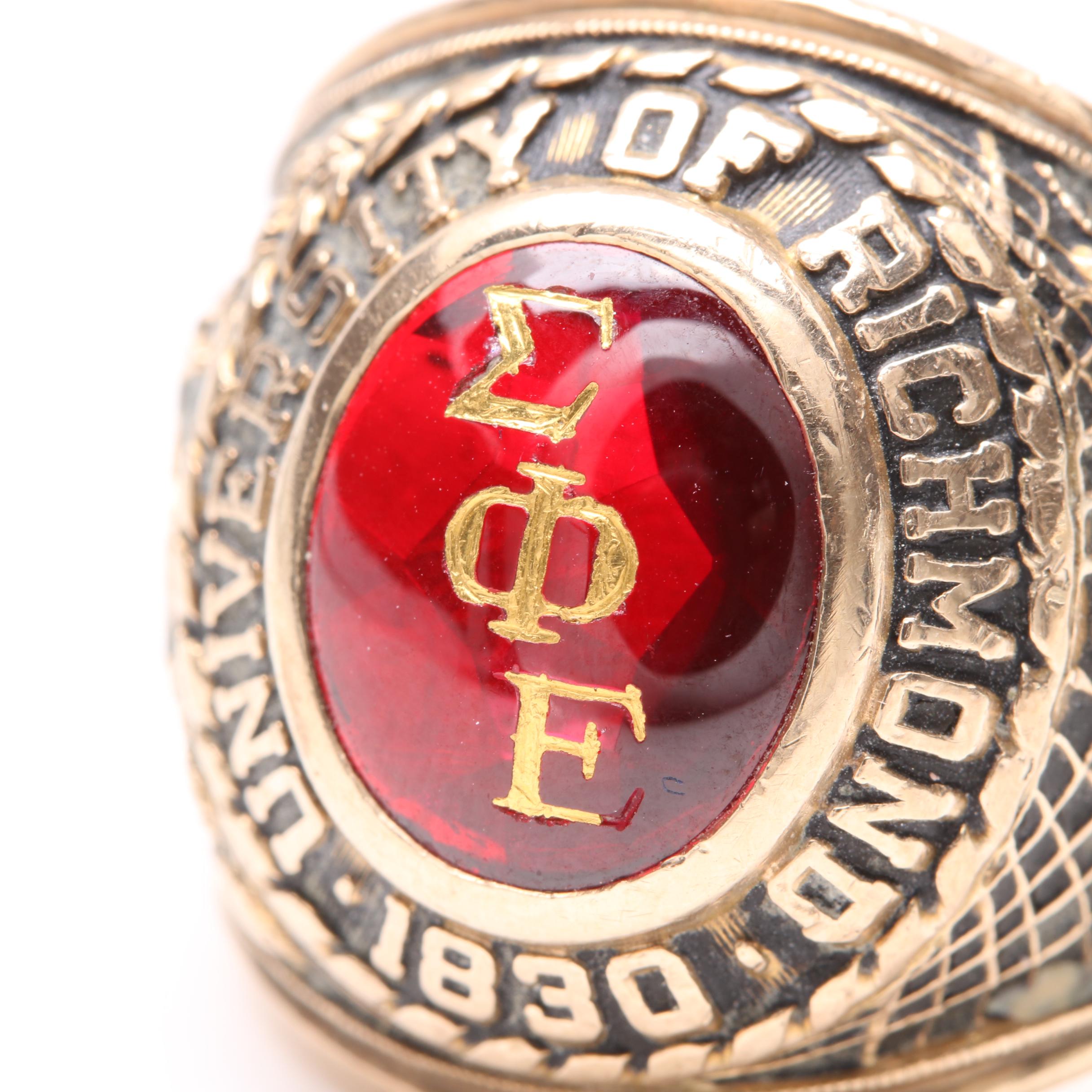10K Yellow Gold Synthetic Ruby University of Richmond Class Ring