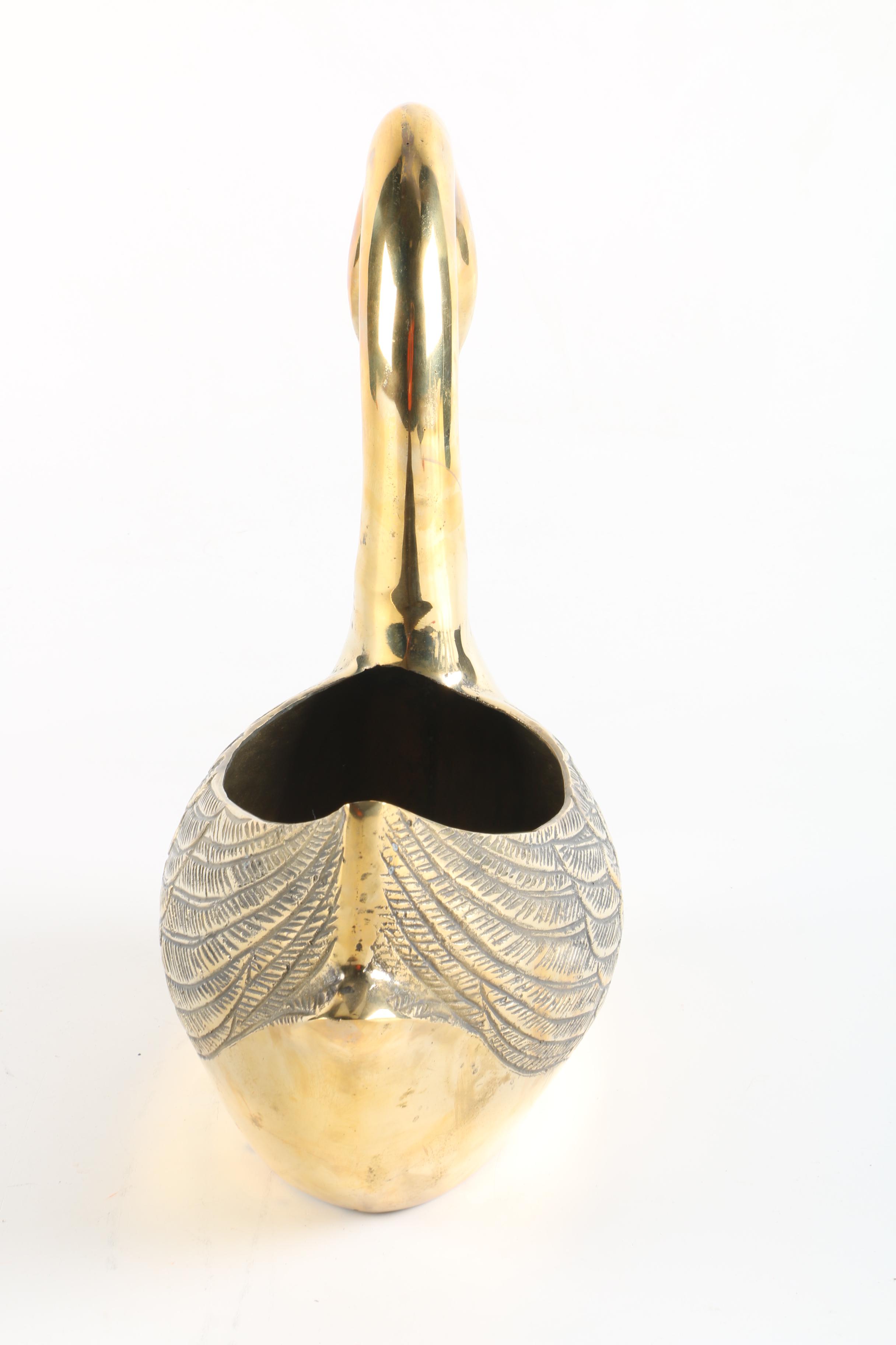 Brass Finished Metal Figurative Swan Planter