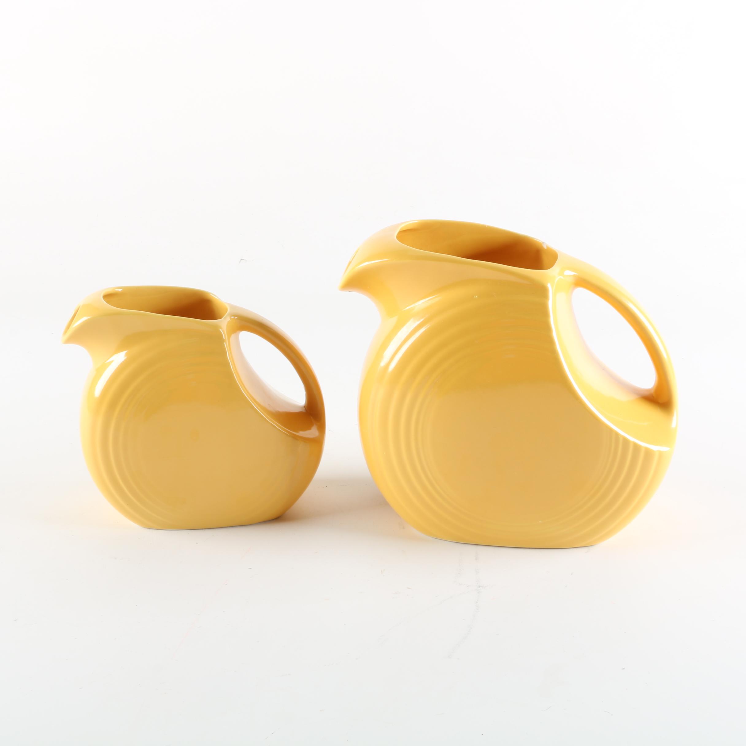 Homer Laughlin "Fiesta Ware" Sunflower Disc Pitchers