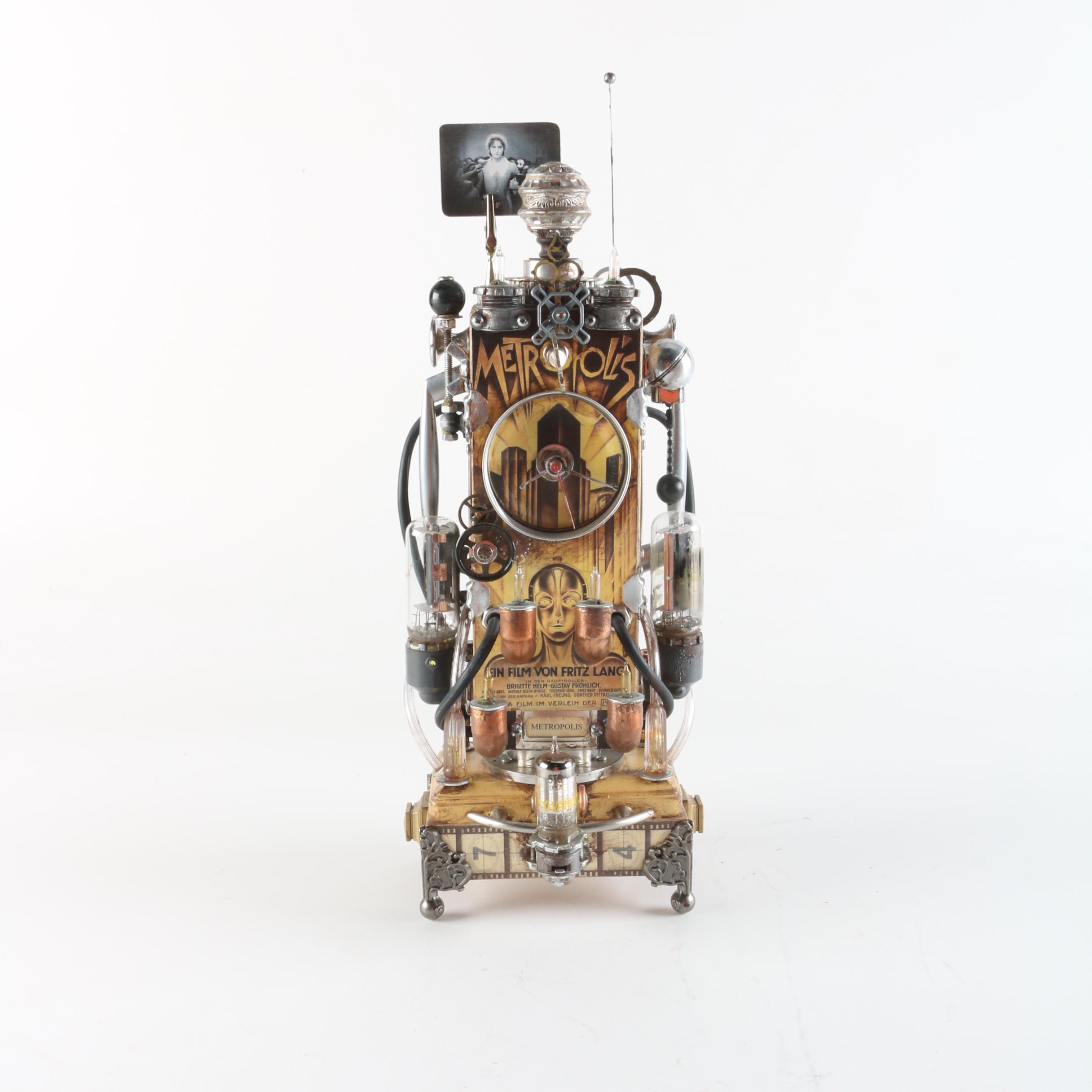 Randy Mulder "Metropolis II" Steampunk Style "Time Machine" Sculptural Clock