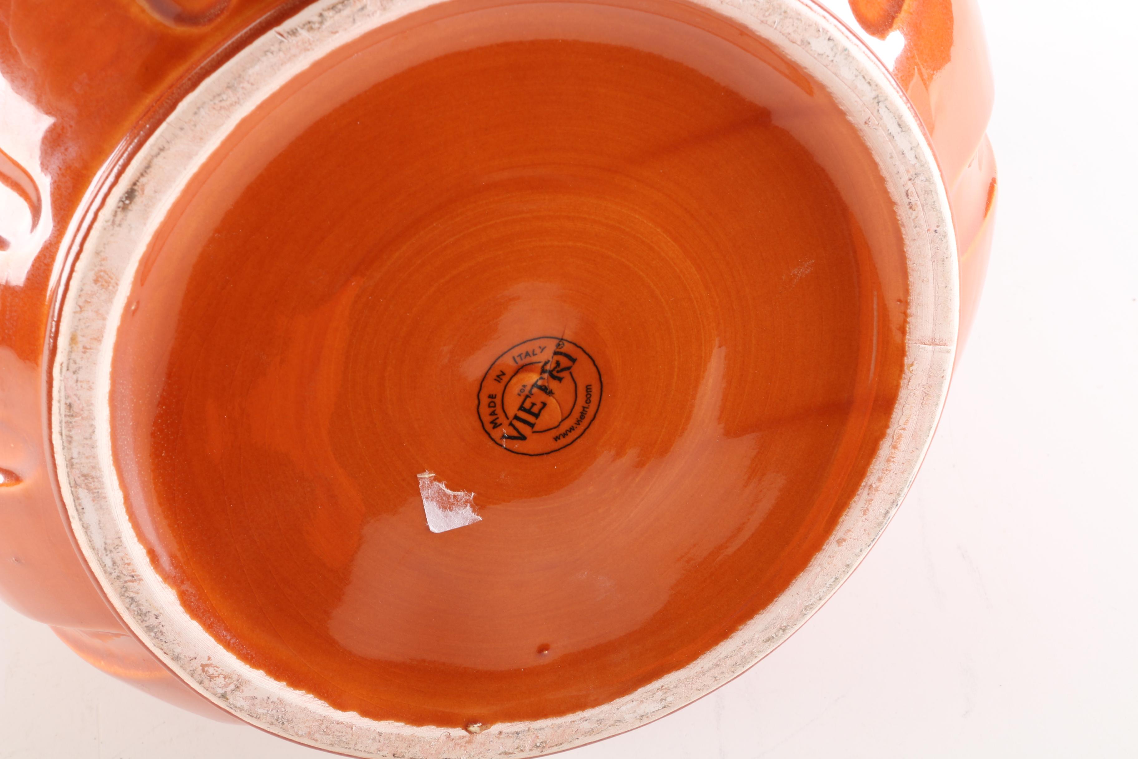 Contemporary Italian Vietri Flowering Vine Themed Ceramic Vase